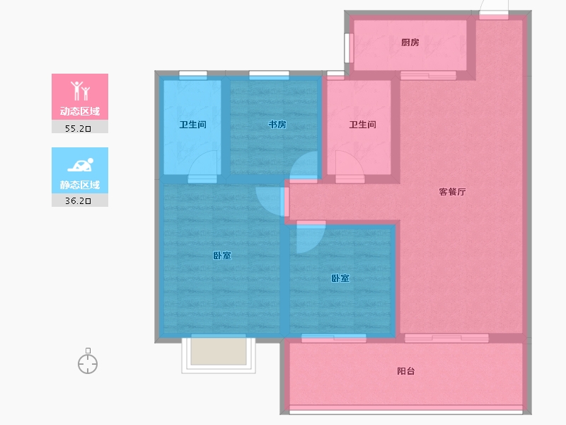 安徽省-宿州市-万成·桂花园-80.59-户型库-动静分区