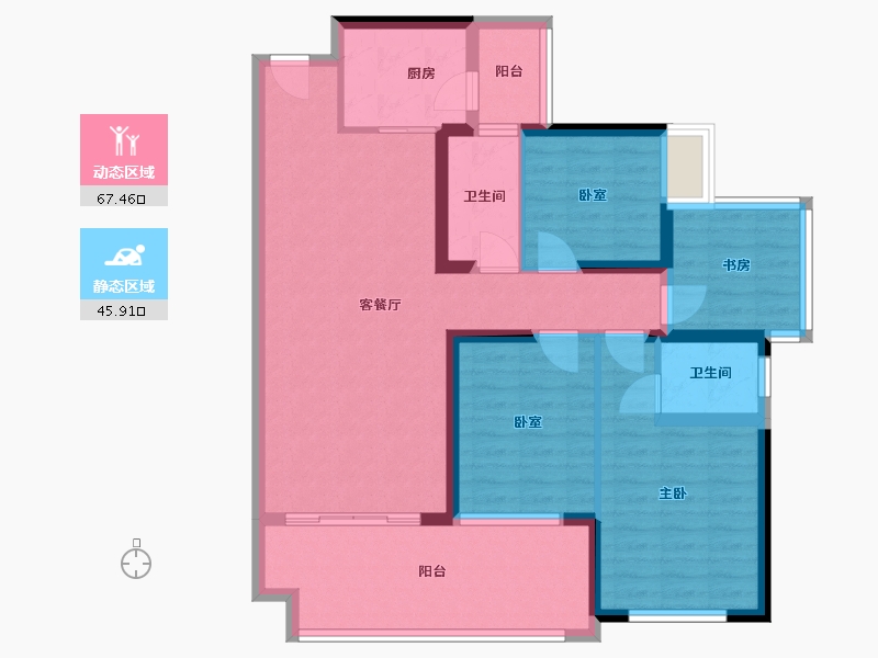 广西壮族自治区-玉林市-万昌东方韵-100.76-户型库-动静分区