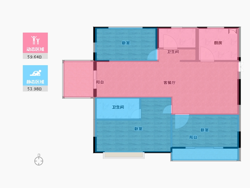 江苏省-泰州市-佳源威尼斯城奥赛宫-105.00-户型库-动静分区