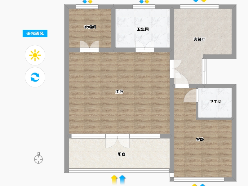 辽宁省-营口市-林昌·天铂-81.27-户型库-采光通风