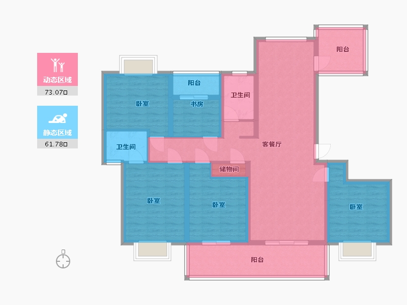 云南省-西双版纳傣族自治州-沙河小镇-119.83-户型库-动静分区