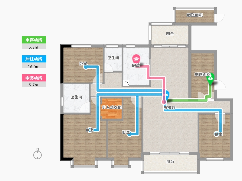 甘肃省-兰州市-安宁公馆-156.40-户型库-动静线