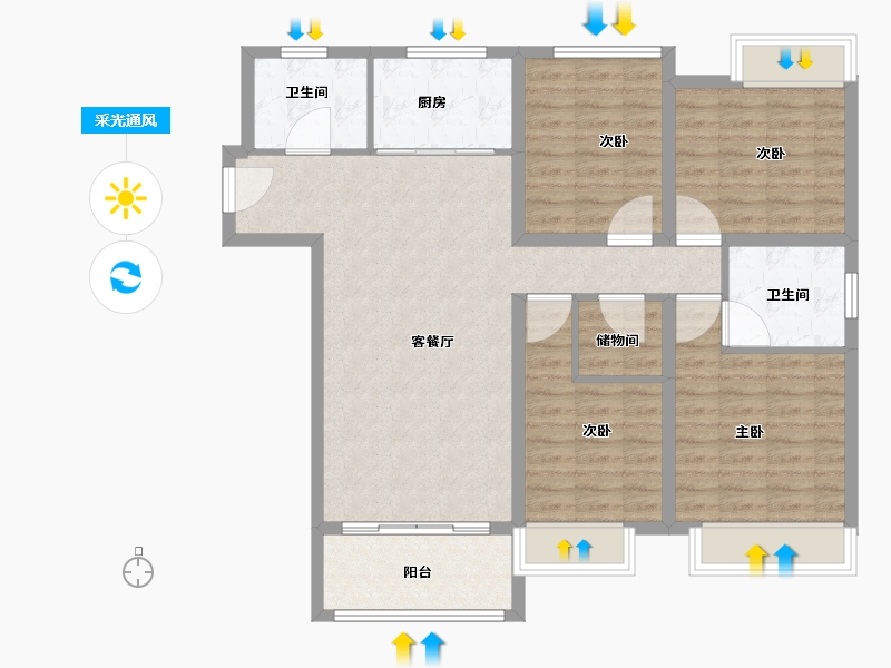 江苏省-徐州市-御景新城-103.01-户型库-采光通风