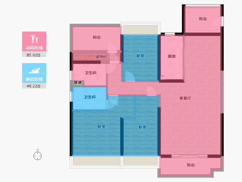 江苏省-镇江市-碧桂园·云顶-117.19-户型库-动静分区