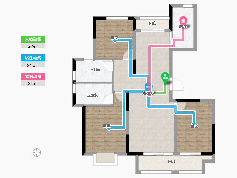 安徽省-宿州市-绿城·深蓝中心-100.26-户型库-动静线