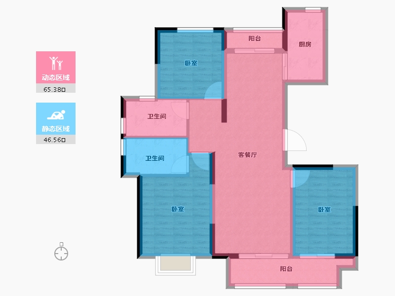 安徽省-宿州市-绿城·深蓝中心-100.26-户型库-动静分区