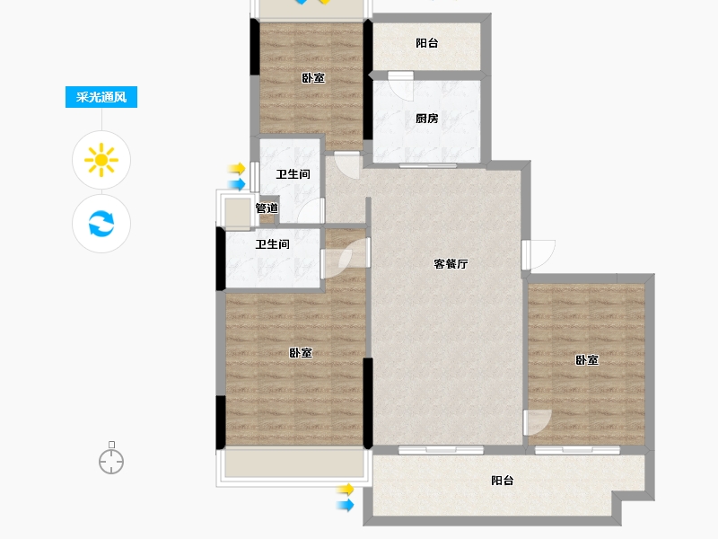 江苏省-镇江市-碧桂园·柏悦华府-98.92-户型库-采光通风