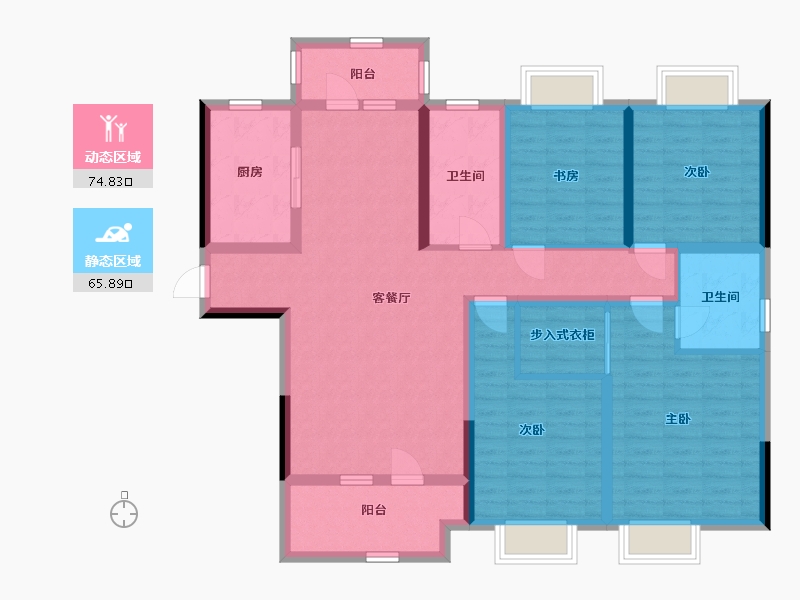 江苏省-南通市-晨鸣观海华苑-125.00-户型库-动静分区