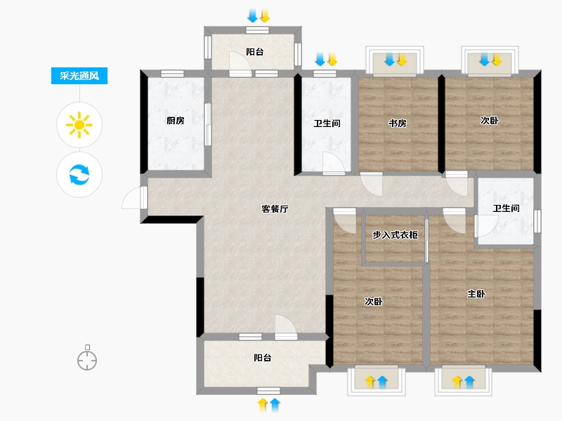 江苏省-南通市-晨鸣观海华苑-125.00-户型库-采光通风