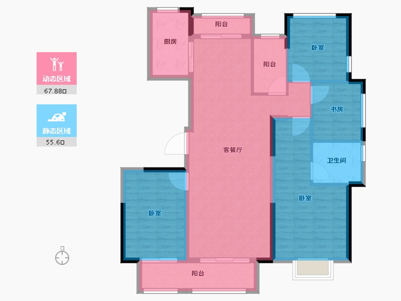 安徽省-宿州市-绿城·深蓝中心-111.70-户型库-动静分区