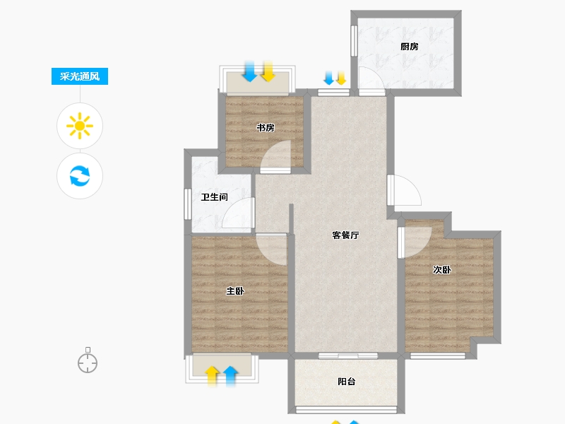 江苏省-徐州市-御景新城-90.00-户型库-采光通风