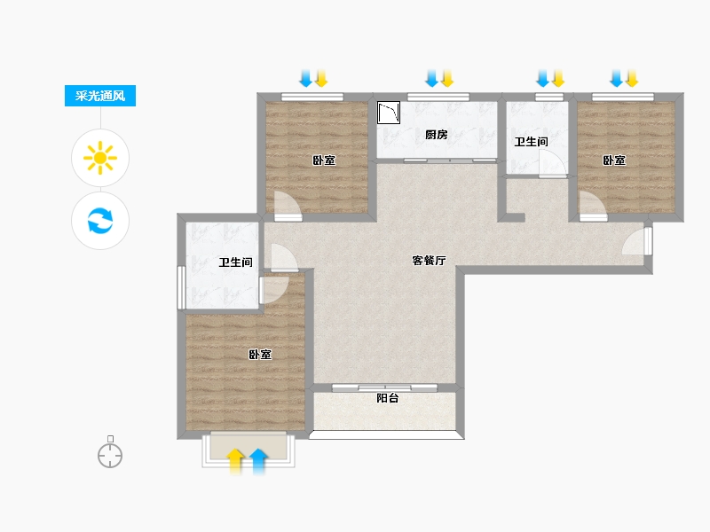 甘肃省-兰州市-冉泽御景龙湾-97.30-户型库-采光通风