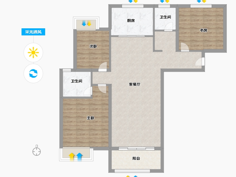 江苏省-徐州市-御景新城-91.99-户型库-采光通风