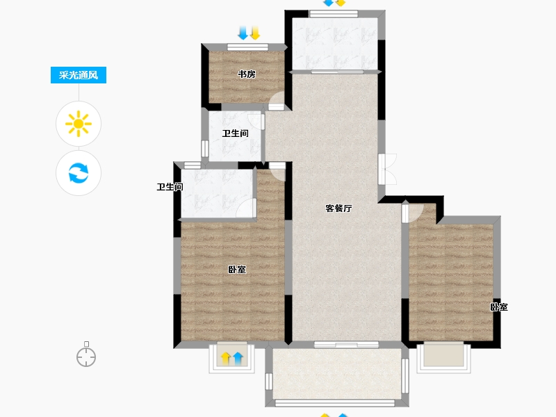 安徽省-宿州市-绿城岱湖世纪城金桂园-89.00-户型库-采光通风