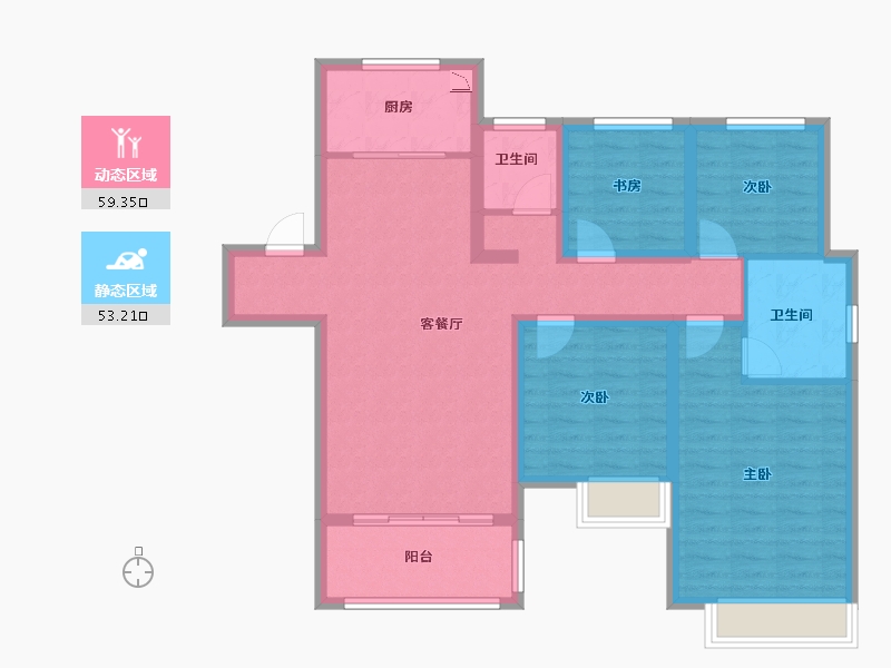 江苏省-徐州市-美的·乐城-100.00-户型库-动静分区