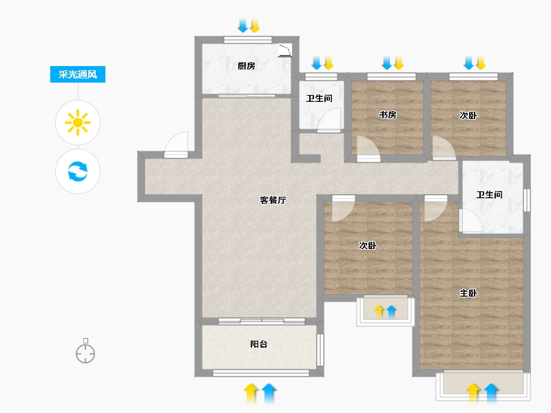 江苏省-徐州市-美的·乐城-100.00-户型库-采光通风