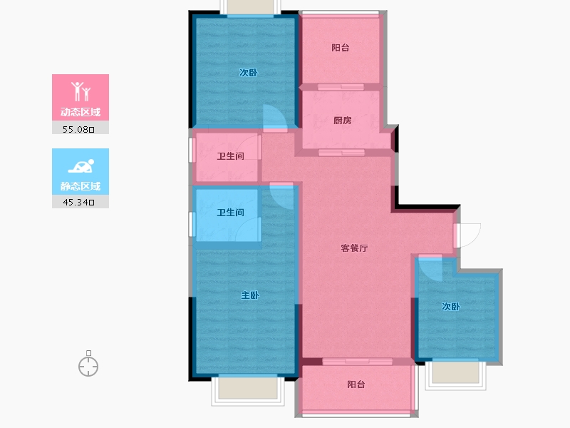 广西壮族自治区-北海市-银滩圣美阳光家园-88.62-户型库-动静分区