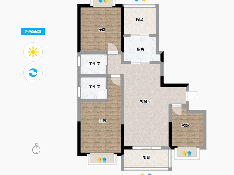 广西壮族自治区-北海市-银滩圣美阳光家园-88.62-户型库-采光通风