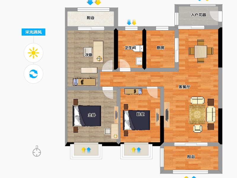 江苏省-扬州市-扬州万达广场-79.99-户型库-采光通风