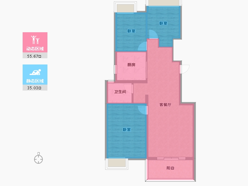 江苏省-无锡市-银城尚锦城-82.00-户型库-动静分区