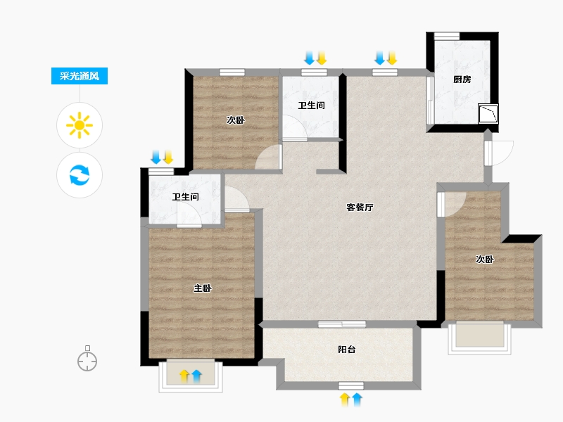 江苏省-南通市-弘阳建都时光樾澜庭-94.00-户型库-采光通风