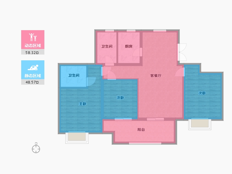 江苏省-南通市-融创玉兰公馆-96.00-户型库-动静分区