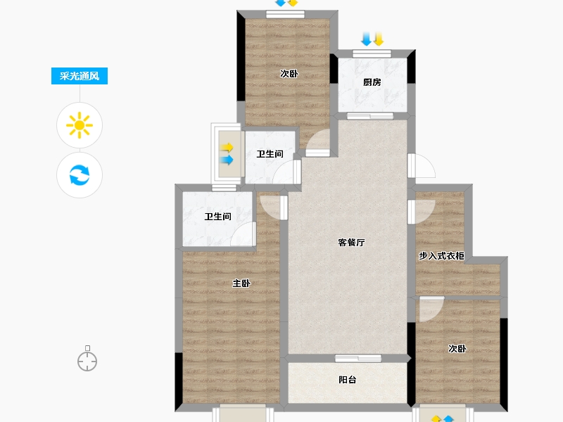 江苏省-扬州市-扬州玥珑湖文化旅游度假区-88.59-户型库-采光通风