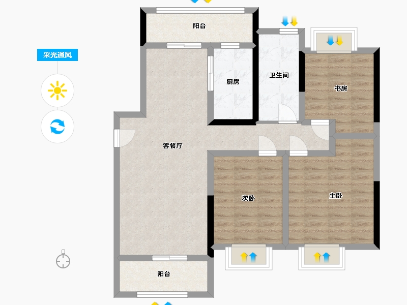 江苏省-南通市-首开紫郡-89.00-户型库-采光通风