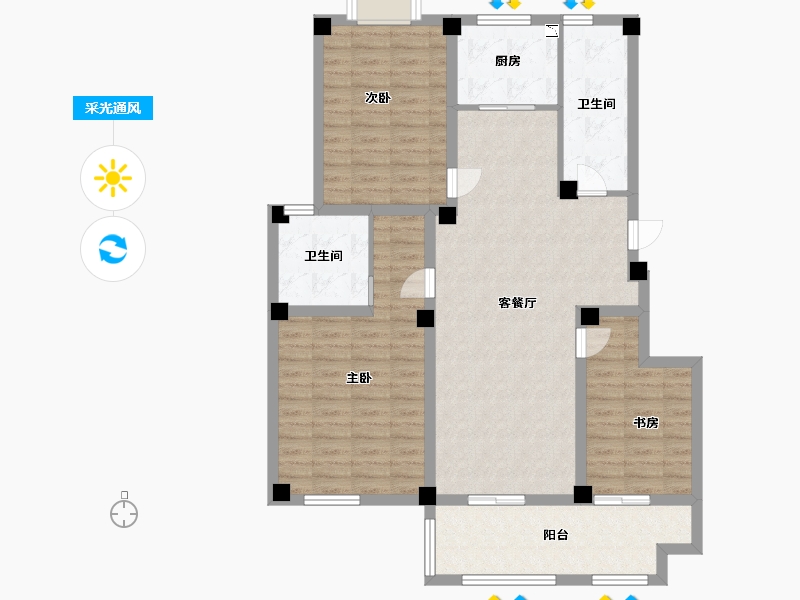 江苏省-盐城市-盐城紫光花园-105.40-户型库-采光通风