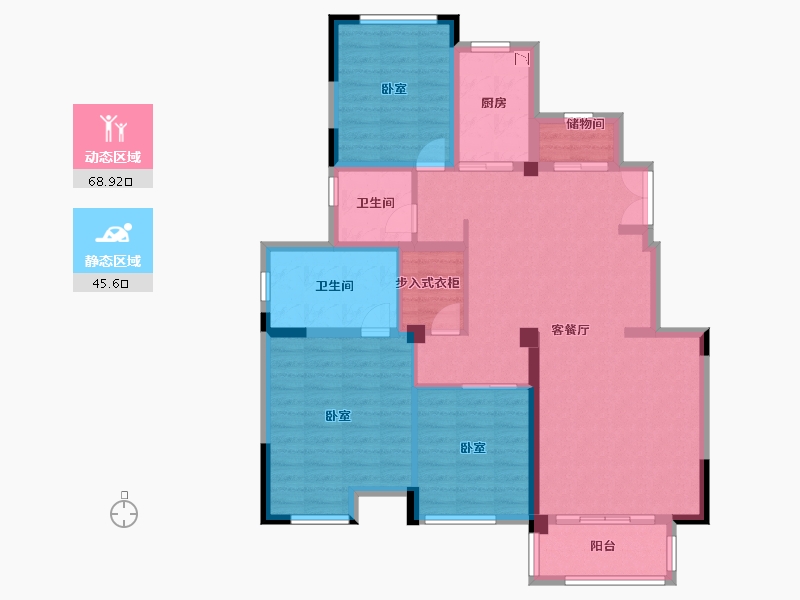 江苏省-无锡市-中隆广场住宅-102.00-户型库-动静分区