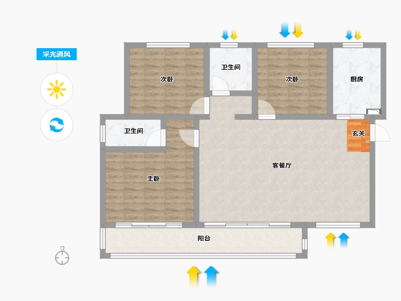 陕西省-宝鸡市-水木华院-106.00-户型库-采光通风