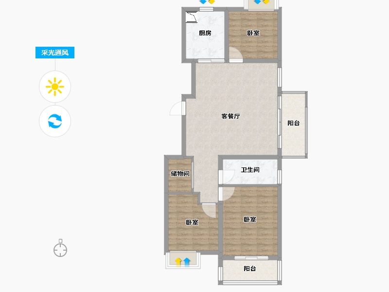 江苏省-无锡市-银城尚锦城-92.00-户型库-采光通风