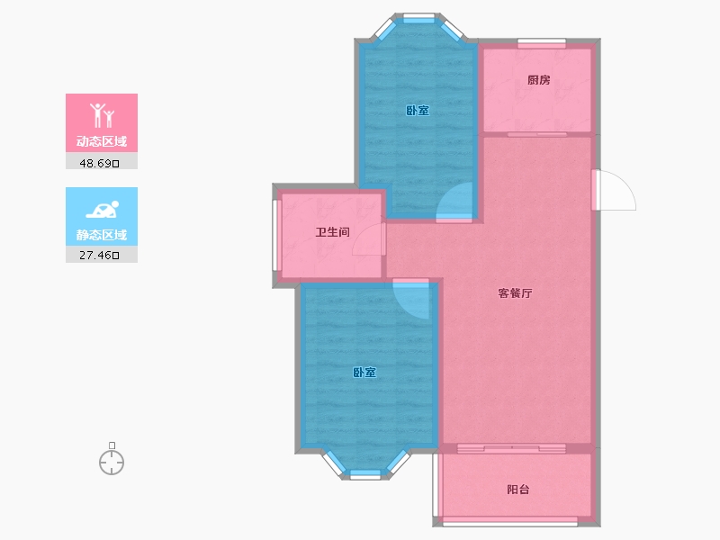 江苏省-扬州市-蜀冈金地-68.12-户型库-动静分区