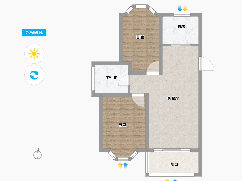 江苏省-扬州市-蜀冈金地-68.12-户型库-采光通风