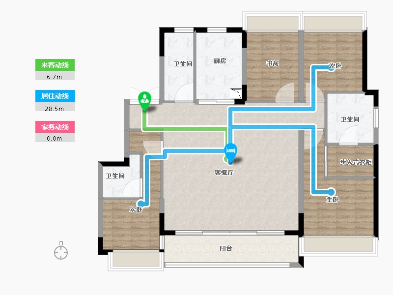 江苏省-徐州市-蓝城蘭园-134.00-户型库-动静线