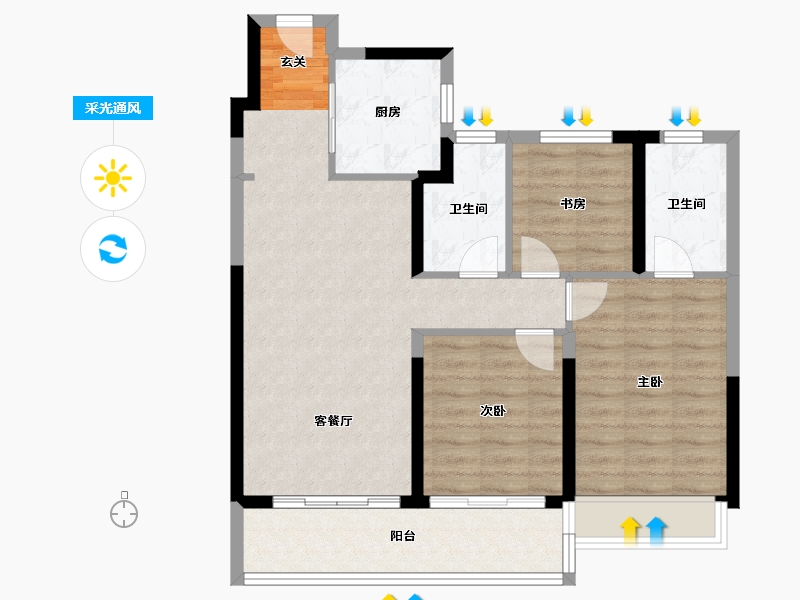 江苏省-苏州市-MOC芯城汇四期住宅 澜庭IN-82.86-户型库-采光通风