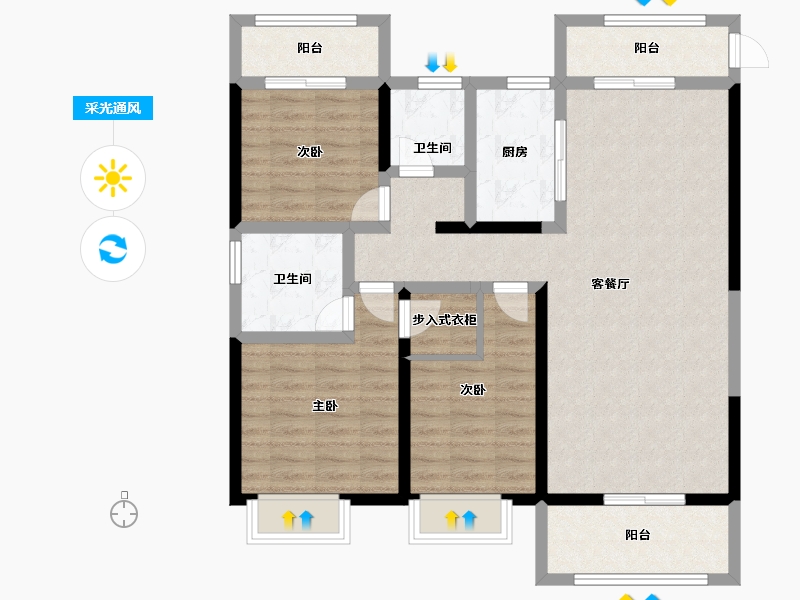 江苏省-扬州市-扬州万达广场-100.00-户型库-采光通风