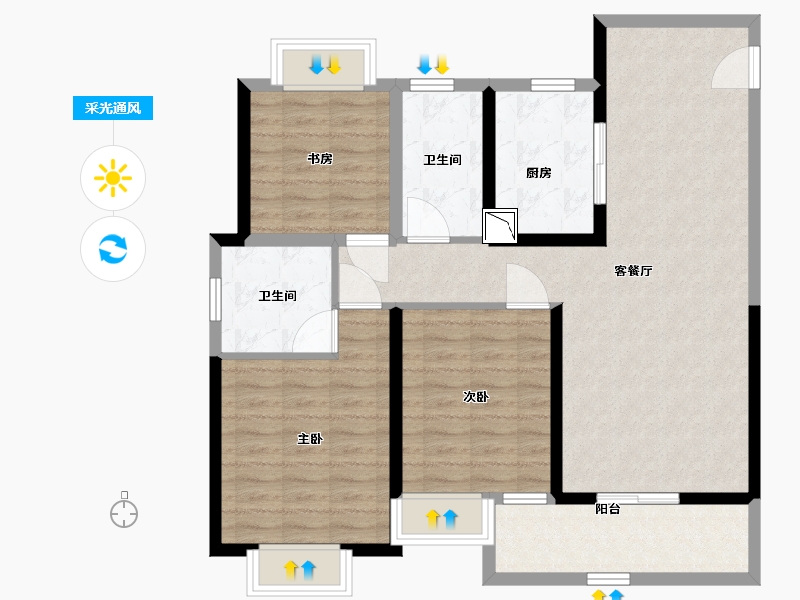 江苏省-南通市-江海都会-98.00-户型库-采光通风