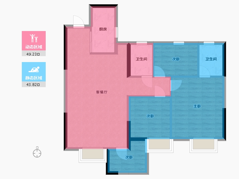 青海省-西宁市-西矿世席白鹭洲-83.80-户型库-动静分区