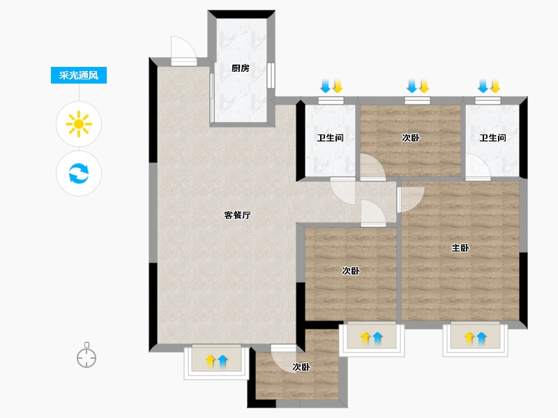 青海省-西宁市-西矿世席白鹭洲-83.80-户型库-采光通风