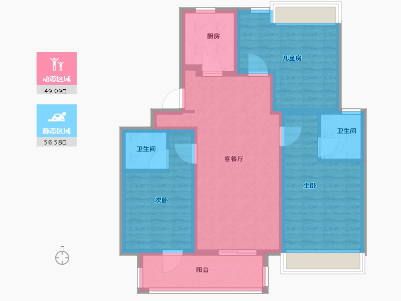 江苏省-徐州市-融创·领地 凤鸣桃源风雅颂-94.01-户型库-动静分区