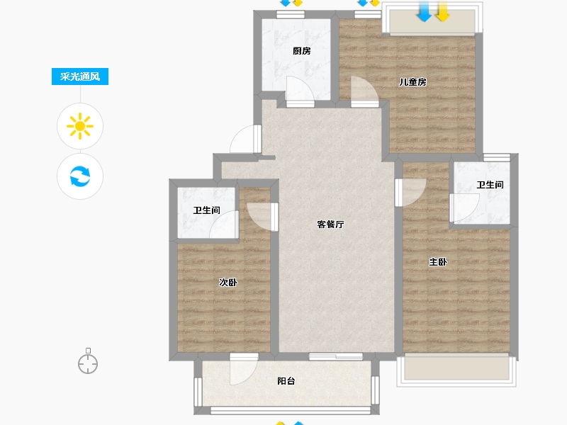 江苏省-徐州市-融创·领地 凤鸣桃源风雅颂-94.01-户型库-采光通风