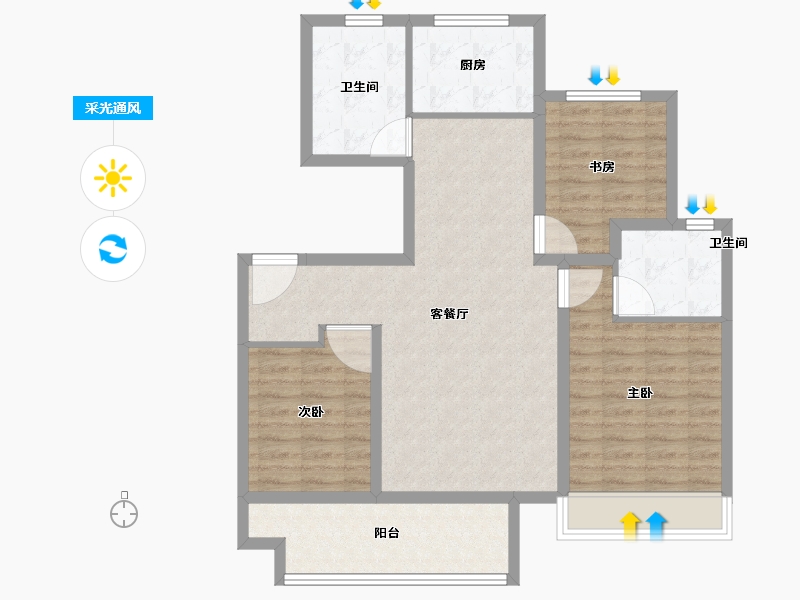 江苏省-徐州市-上水璟园-92.99-户型库-采光通风