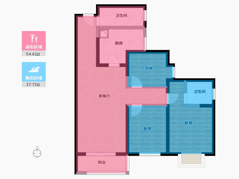 陕西省-咸阳市-荣成西枫苑-80.03-户型库-动静分区