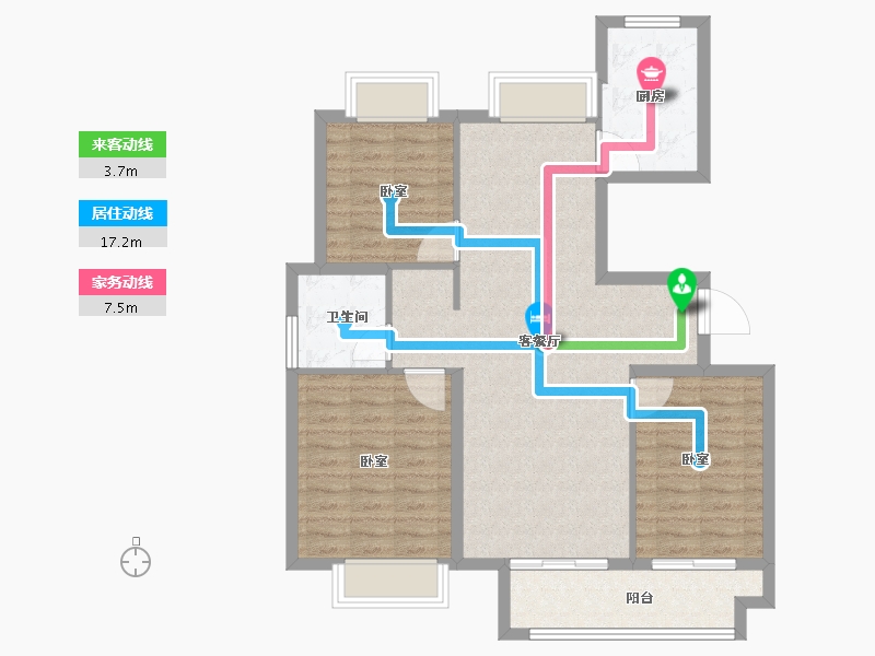 江苏省-扬州市-邗建福瑞苑-90.08-户型库-动静线