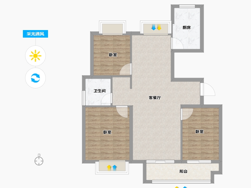 江苏省-扬州市-邗建福瑞苑-90.08-户型库-采光通风