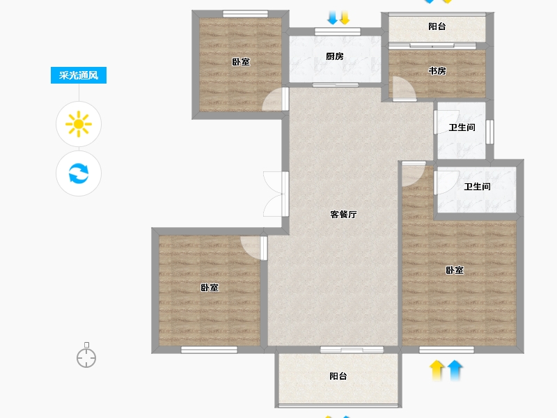 江苏省-盐城市-金色华庭-110.00-户型库-采光通风