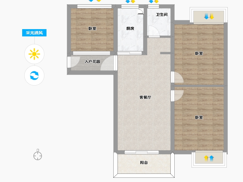 江苏省-无锡市-银城尚锦城-70.00-户型库-采光通风