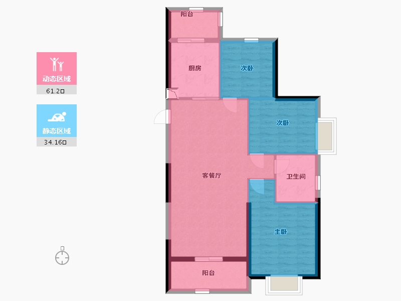 江苏省-南通市-恒大世纪海岸-86.30-户型库-动静分区