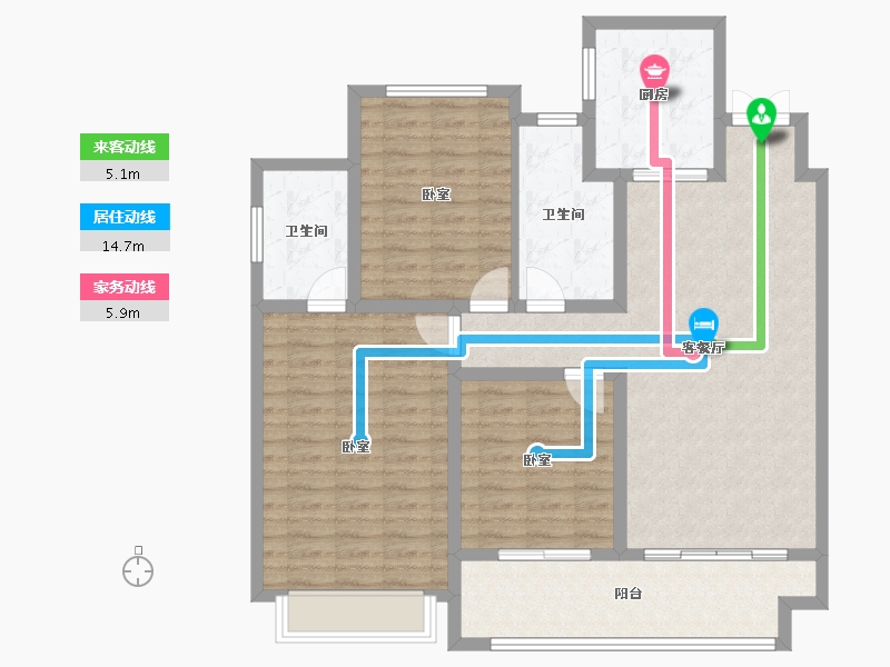 江苏省-宿迁市-书香尚庭-110.92-户型库-动静线